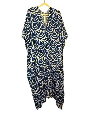 Jennafer Grace Handmade Chinese Blue & White Caftan Maxi Dress Kaftan